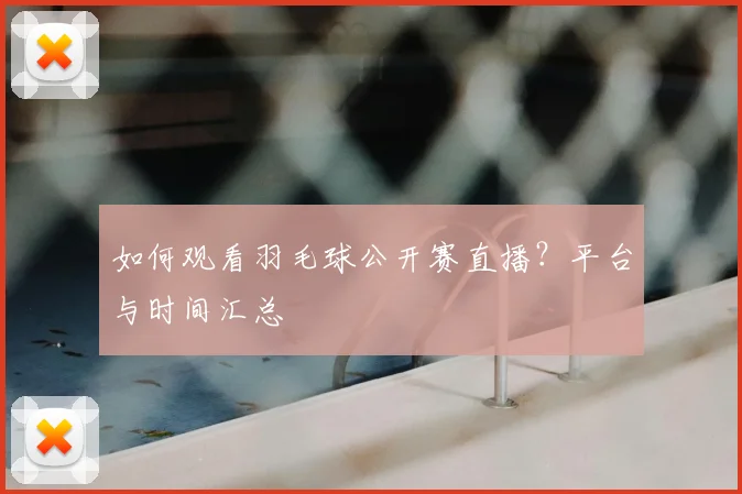 如何观看羽毛球公开赛直播？平台与时间汇总